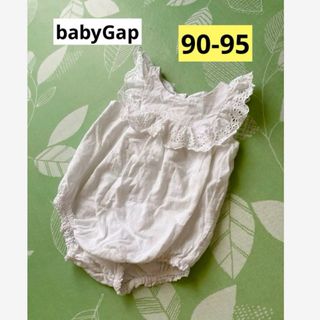 ベビーギャップ(babyGAP)のGAP  90-95 白フリル夏ロンパース(Tシャツ/カットソー)