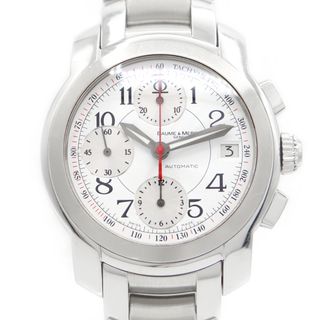 ボームエメルシエ(BAUME&MERCIER)のBAUME＆MERCIER ボーム&メルシェ ケープランド クロノグラフ MVO45216 デイト 100m防水 白 ホワイト SS ステンレス メンズ 自動巻き【6ヶ月保証】【腕時計】【中古】 21167687(腕時計(アナログ))