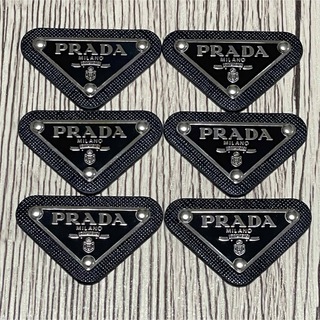 PRADA - 【6枚】PRADA プラダ  ロゴプレート ロゴパーツ ブラック メタル 新品