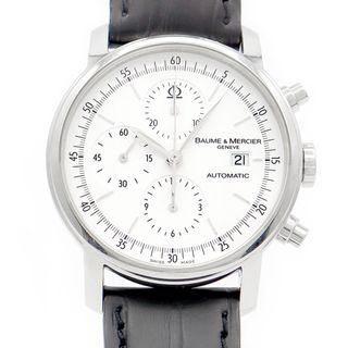 BAUME&MERCIER - BAUME＆MERCIER ボーム&メルシェ クラシマ クロノグラフ 65533 デイト スモールセコンド 白 ホワイト SS ステンレス 純正尾錠 メンズ 自動巻き【6ヶ月保証】【腕時計】【中古】