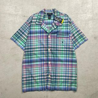 ラルフローレン(Ralph Lauren)のDEADSTOCK NOS POLO RALPH LAOUREN ポロ ラルフローレン 半袖 パジャマシャツ 開襟 オープンカラー タータンチェック メンズL相当(シャツ)