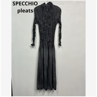 SPECCHIO - SPECCHIO pleats スペッチオ ノースリーブプリーツワンピース 黒
