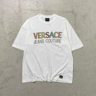 90年代 イタリア製 VERSACE JEANS COUTURE ヴェルサーチ ロゴ刺繍 Tシャツ メンズM(Tシャツ/カットソー(半袖/袖なし))