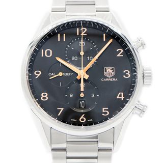 タグホイヤー(TAG Heuer)の内部点検済 TAG Heuer タグホイヤー カレラ キャリバー1887 クロノグラフ CAR2014.BA0799 デイト 100m防水 裏スケ スモールセコンド 黒 ブラック SS ステンレス メンズ 自動巻き【6ヶ月保証】【腕時計】【中古】(腕時計(アナログ))