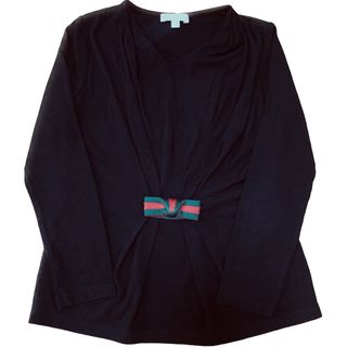 グッチ(Gucci)のGUCCI グッチ　リボン　長袖　カットソー　レイヤード風　ブラック　黒(Tシャツ/カットソー)