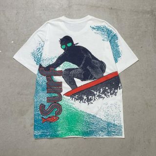 90年代 SURF サーフ バックオーバープリントTシャツ メンズXL相当(Tシャツ/カットソー(半袖/袖なし))