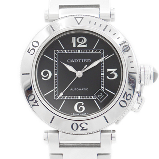 カルティエ(Cartier)のCartier カルティエ パシャ シータイマー W31077M7 デイト 黒 ブラック SS ステンレス メンズ 自動巻き【6ヶ月保証】【腕時計】【中古】(腕時計(アナログ))
