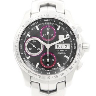 タグホイヤー(TAG Heuer)のTAG Heuer タグホイヤー LINK リンク キャリバー16 タイガーウッズモデル 400本限定 クロノグラフ CJF211C BA0594 デイデイト 200m防水 黒 ブラック SS ステンレス メンズ 自動巻き【6ヶ月保証】【腕時計】【中古】(腕時計(アナログ))