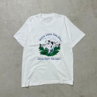 90年代 Some Days You Do Some Days You Don't メッセージプリントTシャツ 牛 アニマル アート メンズXL相当(Tシャツ/カットソー(半袖/袖なし))