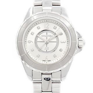 CHANEL - 電池交換済 CHANEL シャネル J12 クロマティック 29 8Pダイヤ H3401 ダイヤモンド 50m防水 シルバー チタン セラミック レディース クォーツ【6ヶ月保証】【腕時計】【中古】