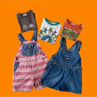 オシュコシュ(OshKosh)のオシュコシュ　オーバーオール　アメキャラ　子ども服　古着　　Tシャツ　アメリカン(パンツ/スパッツ)