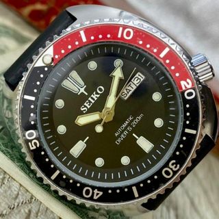 セイコー(SEIKO)の【かっこいい】セイコー メンズ腕時計 ブラック レッド 自動巻き ヴィンテージ(腕時計(アナログ))