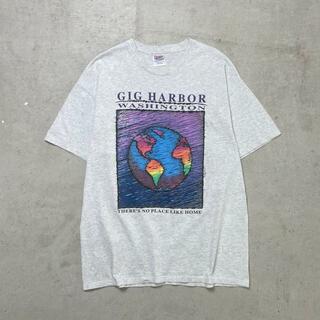 90年代 GIG HARBOR WASHINGTON スーベニア アート プリントTシャツ メンズXL(Tシャツ/カットソー(半袖/袖なし))