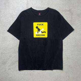 “FUCK RACISM” メッセージ プリントTシャツ メンズXL(Tシャツ/カットソー(半袖/袖なし))