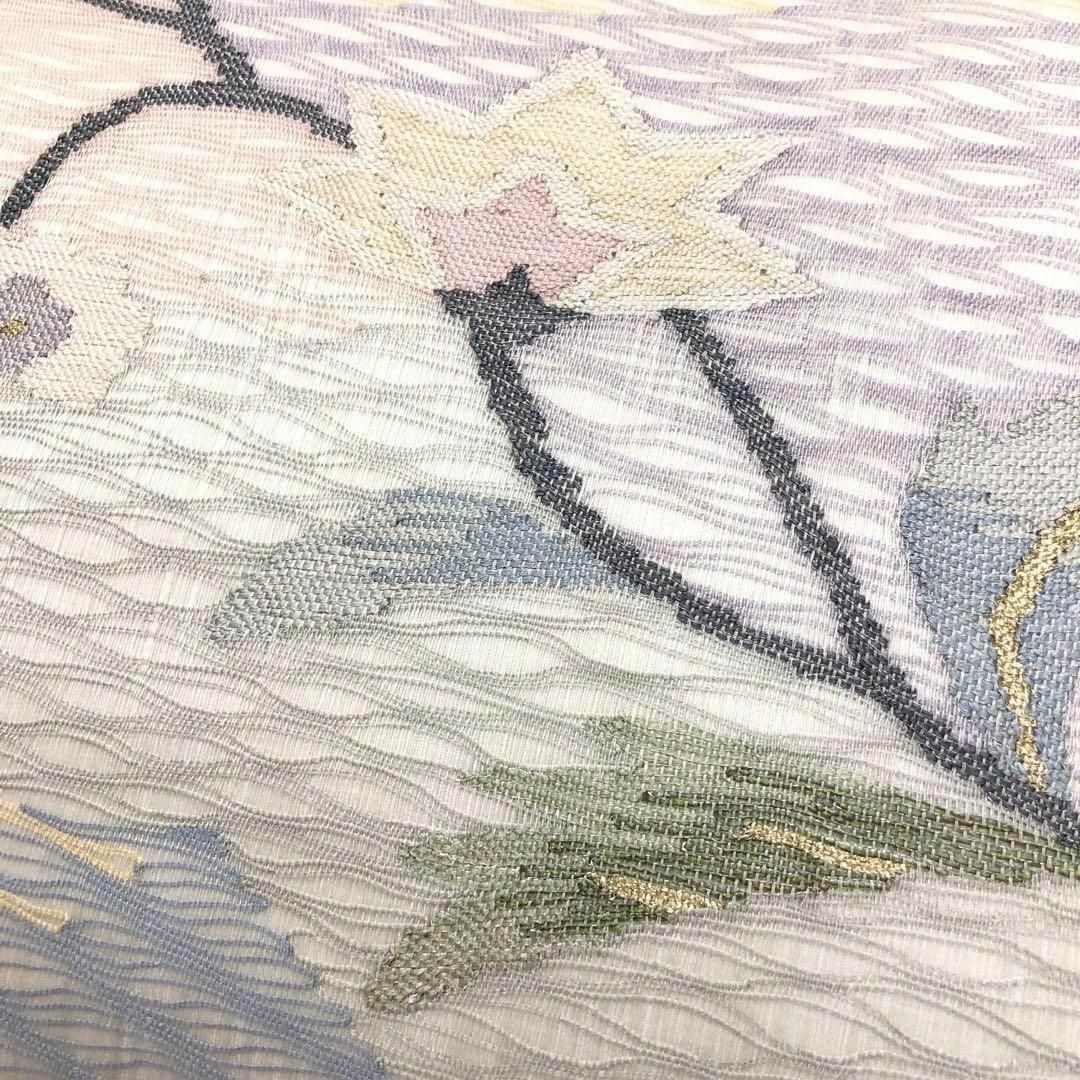 夏帯 名古屋帯 すくい織 上品な花柄模様 乳白色 O-2878 夏帯 名古屋帯 すくい織 上品な花柄模様 乳白色 O-2878