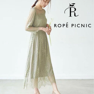 ロペピクニック(Rope' Picnic)の新品タグ付　ROPE' PICNIC ロペピクニック　７部袖レースワンピース(ロングワンピース/マキシワンピース)
