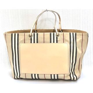 バーバリー(BURBERRY)のBurberry ストライプ　キャンバス＆レザー　バッグ　18684703(トートバッグ)