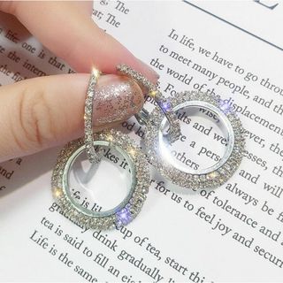 キラキラ綺麗！ハイグレード クリスタル ダイヤモンド★ピアス 両耳 シルバー(ピアス)