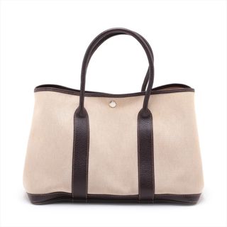 エルメス(Hermes)のエルメス ガーデンパーティPM ブッフル×トワルアッシュ  ブラウン レデ(トートバッグ)