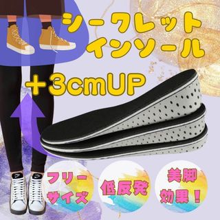 【3cm UP】 シークレットインソール 中敷き 身長アップ 男女兼用　美脚(その他)