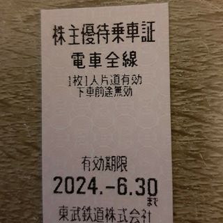 東武鉄道　株主優待乗車券　株主優待乗車証　１枚(鉄道乗車券)