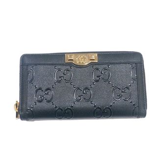 グッチ(Gucci)の　グッチ GUCCI GGエンボス ロングジップウォレット 676152  ゴールド金具 レザー ユニセックス 長財布(財布)