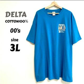 DELTA - DELTA tシャツ 00s タルサ動物園オリジナル 大きいサイズ　青　3L