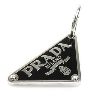 プラダ PRADA ピアス シングルピアス トライアングルロゴ メタル ブラック×シルバー ユニセックス 送料無料【中古】 r10045f