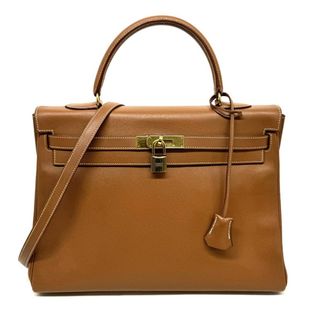 エルメス(Hermes)のエルメス HERMES ケリー35 ケリー 35 内縫い バッグ トートバッグ ショルダーバッグ クシュベル ゴールド ブラウン 茶 ゴールド金具(トートバッグ)