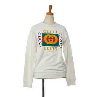 グッチ(Gucci)の美品 グッチ ヴィンテージロゴ プリント スウェット トレーナー サイズ：12 483878 コットン レディース GUCCI 【1-0150769】(トレーナー/スウェット)