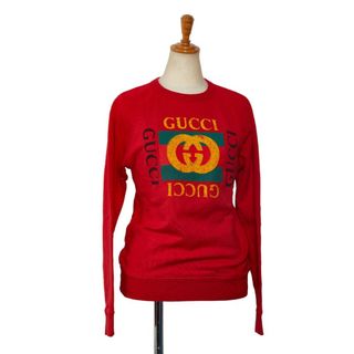 グッチ(Gucci)の美品 グッチ ヴィンテージロゴ プリント スウェット トレーナー サイズ：12 483878 コットン レディース GUCCI 【1-0150770】(トレーナー/スウェット)