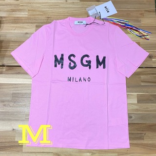 新品　MSGM エムエスジーエム　ロゴTシャツ　メンズ　半袖　M ピンク　