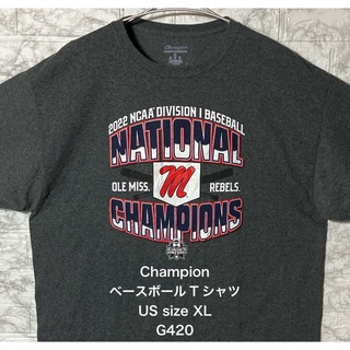 Champion - アメリカ古着 ビンテージ Champion XLsize ダークグレーTシャツ