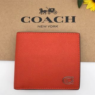 コーチ(COACH)のCOACH ★大人気★ クロスグレインレザーコインウォレット サンオレンジ 新品(折り財布)