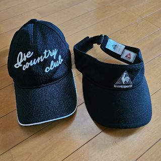 ルコックスポルティフ(le coq sportif)のバイザー　キャップ　ルコックスポルティフ　ブラック　２点セット(その他)