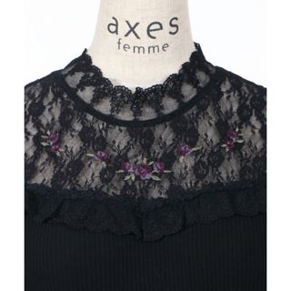 アクシーズファム(axes femme)のaxes femme バラ刺繍ビスチェ切替　タンクトップ　新品未使用タグ付　黒(タンクトップ)