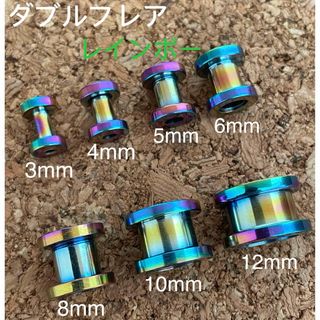 10mm（00G）レインボー 拡張 ボディピアス ネジ式 ダブルフレア(ピアス)