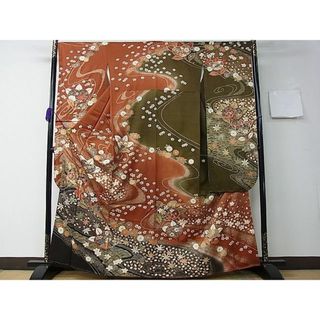 平和屋1■豪華振袖　流水草花文　暈し染め　金彩　逸品　CAAB2222dx(振袖)