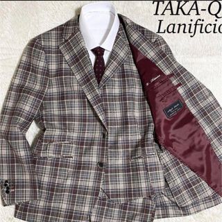 タカキュー(TAKA-Q)の【極美品】タカキュー　セットアップ　スリーピーススーツ　イタリア製　シルク混　M(セットアップ)