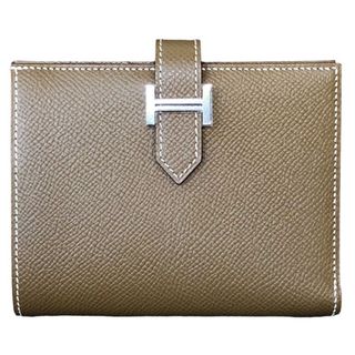 エルメス(Hermes)の　エルメス HERMES ベアンコンパクト U刻印 エトゥープ シルバー金具 エプソン レディース 二つ折り財布(財布)