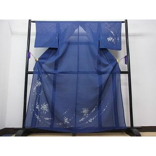 平和屋1■夏物　訪問着　絽紬　草花文　銀彩　逸品　CAAC9595ua(着物)