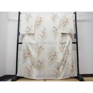 平和屋1■夏物　付下げ　絽　手描き　草花文　銀彩　逸品　CAAC9590ua(着物)