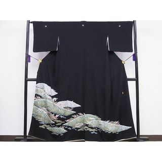 平和屋1■豪華黒留袖　作家物　風景飛鶴松竹梅　逸品　CAAB1858ev(着物)