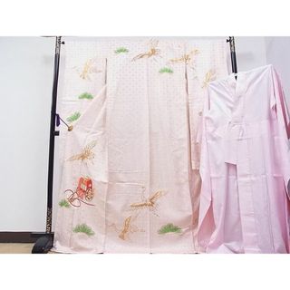 平和屋1■豪華振袖・長襦袢セット　総刺繍　駒刺繍　御所車飛鶴松文　金銀糸　逸品　CAAB3908hy(振袖)