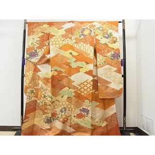 平和屋1■豪華振袖　駒刺繍　乱菊竹垣吉祥花文　金彩　逸品　CAAB2546yc(振袖)