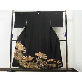 平和屋1■豪華黒留袖　駒刺繍　鴛鴦片輪車枝梅文　金彩　逸品　CAAB2506yc(着物)