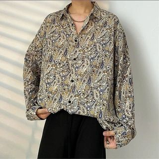 【ラス１!!】メンズ　シャツ　長袖　ＸＬ　柄シャツ　ストリート　大人　きれいめ(シャツ)