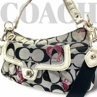 コーチ(COACH)の良品　コーチ　2way　ショルダーバッグ　ハンドバッグ　シグネチャー　黒(ショルダーバッグ)