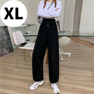 【大人気商品♪】XL　スウェット　ストリートパンツ　ブラック　黒　オーバーサイズ(ワークパンツ/カーゴパンツ)