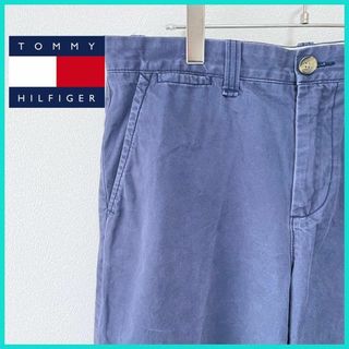 トミーヒルフィガー(TOMMY HILFIGER)のトミーヒルフィガー ショートパンツ 古着 フラッグロゴ 無地 パープル/18(ショートパンツ)